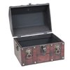 Vintiquewise Antique Wooden Pirate Treasure Chest with Lion Rings and Lockable Latch QI003039